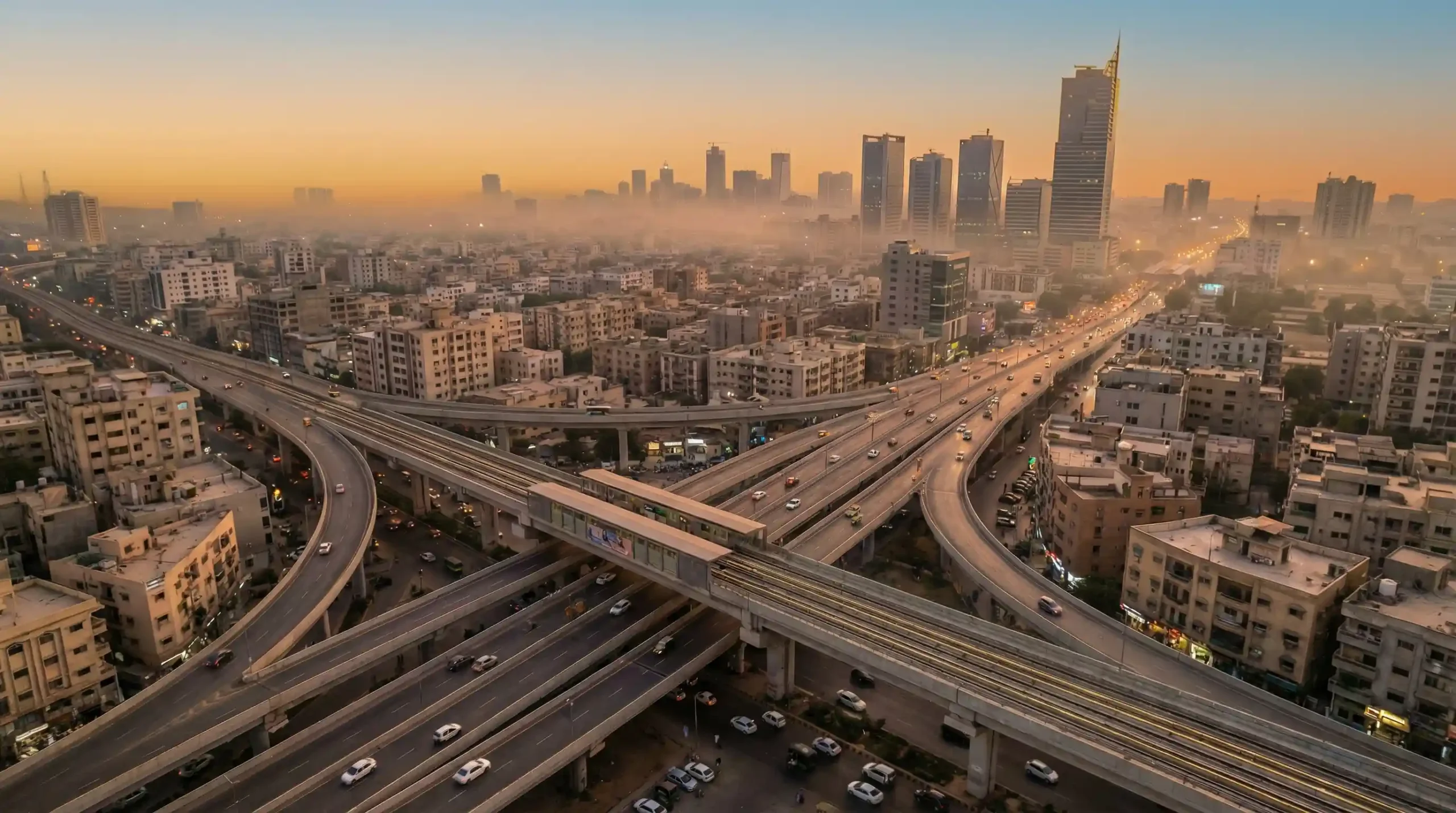 Aerial city infrastructure shots]